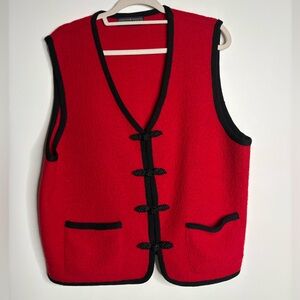 Herman Geist Vintage Wool Vest Red Western Cowgirl Prairie Career Artsy Capsule